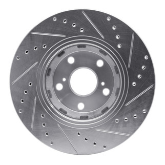 R1 09-15 Toyota Venza Front Left Drilled & Slotted Silver Brake Rotor