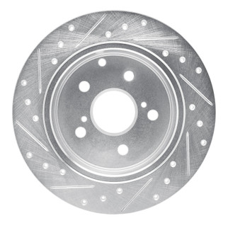 R1 09-13 Pontiac Vibe Rear Right Drilled & Slotted Silver Brake Rotor