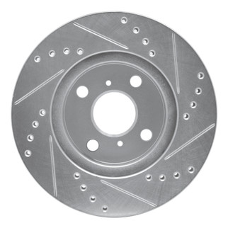 R1 01-03 Toyota Prius Front Left Drilled & Slotted Silver Brake Rotor