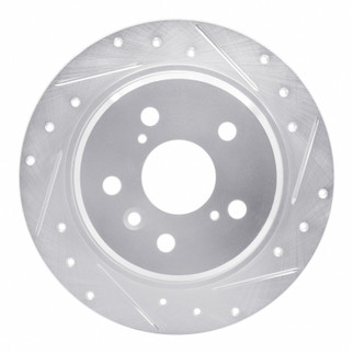 R1 95-99 Toyota Avalon Rear Right Drilled & Slotted Silver Brake Rotor