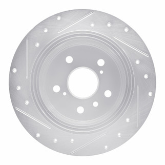 R1 95-99 Toyota Avalon Rear Right Drilled & Slotted Silver Brake Rotor