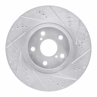 R1 93-98 Toyota Supra Left Front Drilled & Slotted Silver Brake Rotor