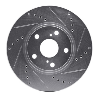 R1 99-07 Lexus ES300 Front Right Drilled & Slotted Silver Brake Rotor