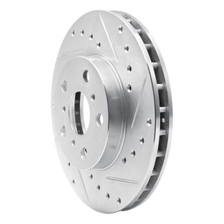 R1 87-91 Toyota Camry Front Right Drilled & Slotted Silver Brake Rotor