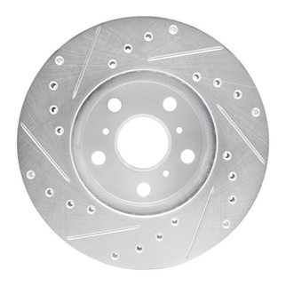 R1 87-91 Toyota Camry Front Right Drilled & Slotted Silver Brake Rotor