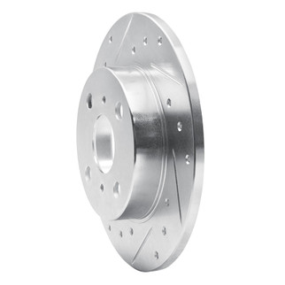 R1 85-86 Toyota MR2 Rear Left Drilled & Slotted Silver Brake Rotor