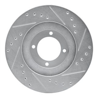 R1 85-88 Toyota Cressida Front Left Drilled & Slotted Silver Brake Rotor