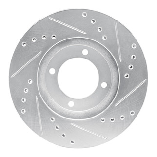 R1 84-87 Toyota Cressida Front Left Drilled & Slotted Silver Brake Rotor
