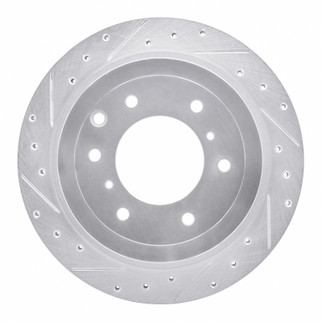 R1 08-14 Mitsubishi Montero Limited (Mexico) Rear Left Drilled & Slotted Silver Brake Rotor