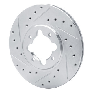 R1 82-85 Toyota Celica Front Left Drilled & Slotted Silver Brake Rotor