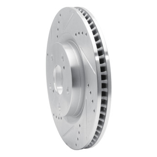 R1 90-95 Mercedes-Benz 300E Front Left Drilled & Slotted Silver Brake Rotor