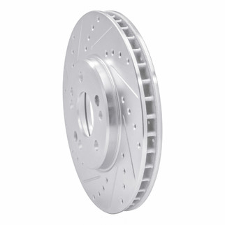R1 90-98 Mercedes-Benz SL500 Front Left Drilled & Slotted Silver Brake Rotor