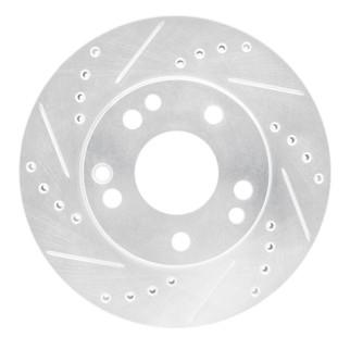 R1 87-93 Mercedes-Benz 190D Front Left Drilled & Slotted Silver Brake Rotor