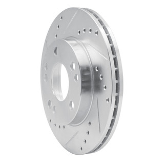R1 87-93 Mercedes-Benz 190D Front Left Drilled & Slotted Silver Brake Rotor