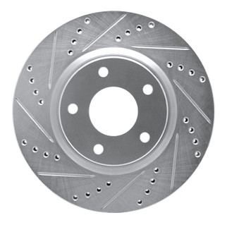 R1 82-85 Mercedes-Benz 500SEC Front Left Drilled & Slotted Silver Brake Rotor