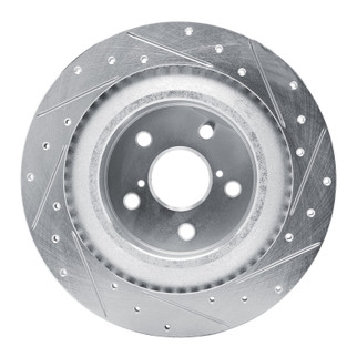 R1 21-22 Lexus RC350 Rear Left Drilled & Slotted Silver Brake Rotor