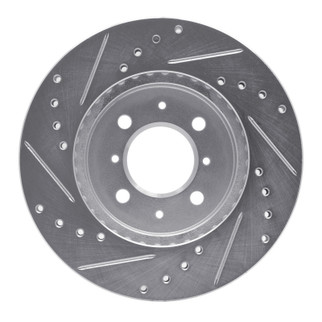 R1 87-91 Sterling 825 Front Right Drilled & Slotted Silver Brake Rotor