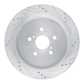 R1 16-22 Lexus RX350 Rear Right Drilled & Slotted Silver Brake Rotor