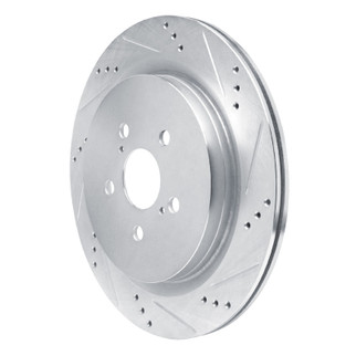 R1 16-22 Lexus RX350 Rear Right Drilled & Slotted Silver Brake Rotor