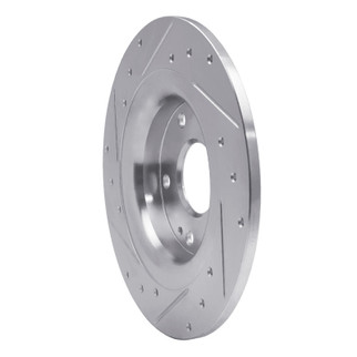 R1 17-20 Honda Civic Coupe Rear Right Drilled & Slotted Silver Brake Rotor