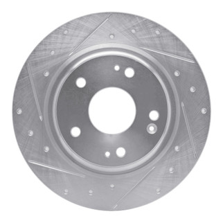 R1 17-20 Honda Civic Coupe Rear Left Drilled & Slotted Silver Brake Rotor