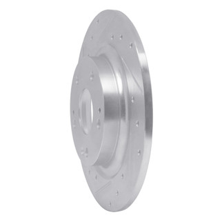 R1 17-20 Honda Civic Coupe Rear Left Drilled & Slotted Silver Brake Rotor