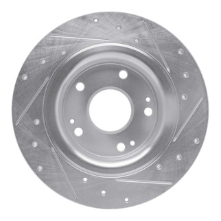 R1 17-20 Honda Civic Coupe Rear Left Drilled & Slotted Silver Brake Rotor