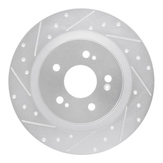 R1 18-25 Honda Odyssey Rear Left Drilled & Slotted Silver Brake Rotor