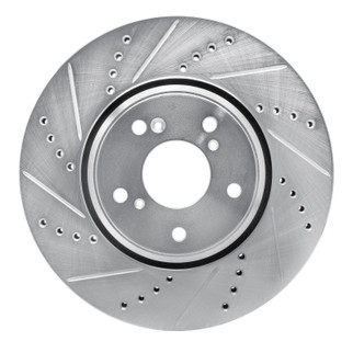 R1 16-22 Acura ILX Front Left Drilled & Slotted Silver Brake Rotor