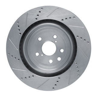 R1 15-22 Lexus GS F Right Rear Drilled & Slotted Silver Brake Rotor