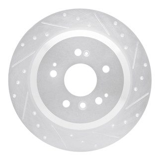 R1 16-25 Honda Ridgeline Rear Right Drilled & Slotted Silver Brake Rotor