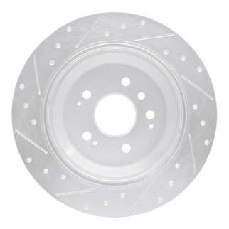 R1 16-25 Honda Ridgeline Rear Right Drilled & Slotted Silver Brake Rotor