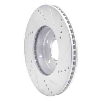 R1 16-25 Honda Civic Coupe Front Left Drilled & Slotted Silver Brake Rotor