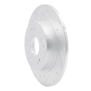 R1 16-16 Honda CR-Z Rear Left Drilled & Slotted Silver Brake Rotor