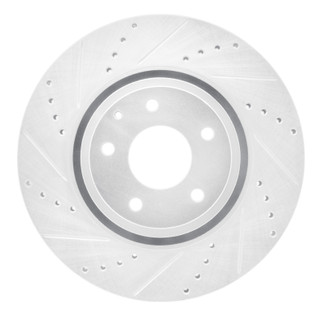 R1 16-25 Mazda CX-5 Front Left Drilled & Slotted Silver Brake Rotor