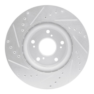 R1 12-16 Honda CR-V Front Right Drilled & Slotted Silver Brake Rotor