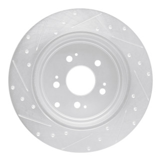 R1 06-14 Honda Ridgeline Rear Right Drilled & Slotted Silver Brake Rotor