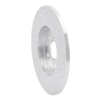 R1 11-17 Lexus CT200H Rear Left Drilled & Slotted Silver Brake Rotor