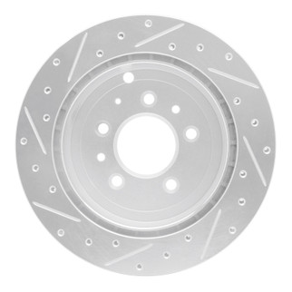 R1 07-12 Ford Edge Rear Right Drilled & Slotted Silver Brake Rotor