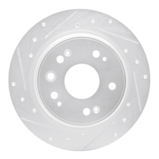 R1 02-04 Honda CR-V Rear Left Drilled & Slotted Silver Brake Rotor