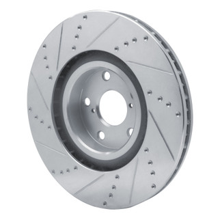R1 09-11 Lexus IS350 Left Front Drilled & Slotted Silver Brake Rotor