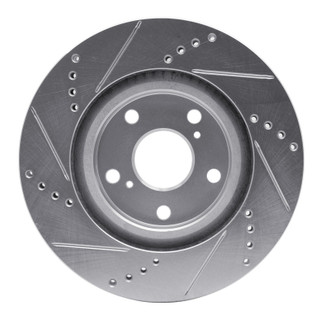 R1 96-98 Mazda MPV Front Right Drilled & Slotted Silver Brake Rotor