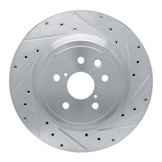 R1 08-14 Lexus IS F Rear Right Drilled & Slotted Silver Brake Rotor