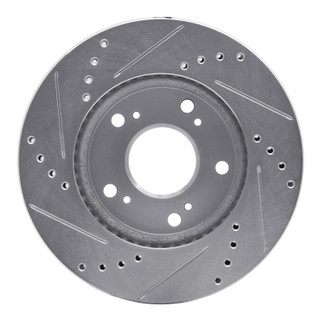 R1 12-15 Acura ILX Front Right Drilled & Slotted Silver Brake Rotor