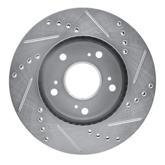 R1 12-15 Acura ILX Front Left Drilled & Slotted Silver Brake Rotor