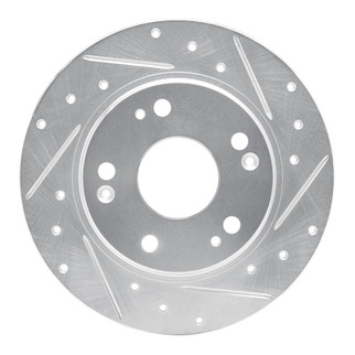 R1 11-15 Honda CR-Z Rear Right Drilled & Slotted Silver Brake Rotor