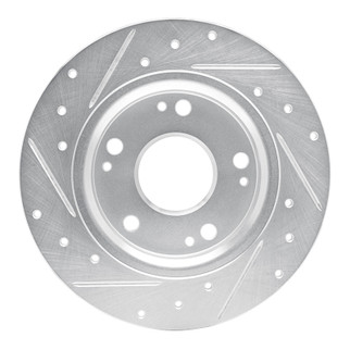 R1 11-15 Honda CR-Z Rear Right Drilled & Slotted Silver Brake Rotor