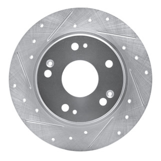 R1 11-15 Honda CR-Z Rear Left Drilled & Slotted Silver Brake Rotor