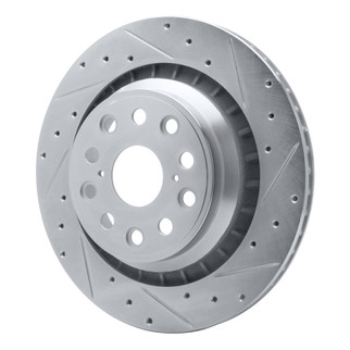 R1 07-17 Lexus LS460 Right Rear Drilled & Slotted Silver Brake Rotor