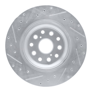 R1 07-17 Lexus LS460 Right Rear Drilled & Slotted Silver Brake Rotor